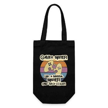 Gamer Sister T-Shirt, Gamer Shirt, Gamer Gift, Bro - Gift Bag for Bottles - black - Front