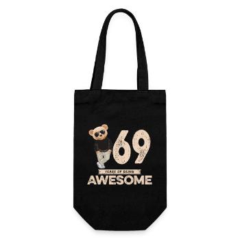 69 Years of being Awesome Teddy Bear - Geschenkbeutel für Flaschen - Schwarz - Vorne