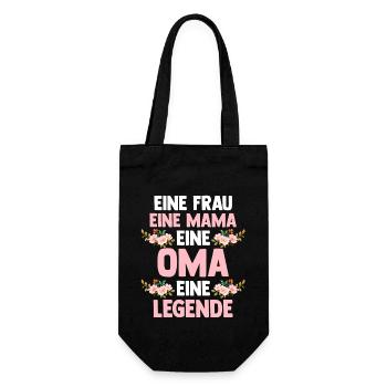 Eine Frau Eine Mama Eine Oma Eine Legende - Geschenkbeutel für Flaschen - Schwarz - Vorne