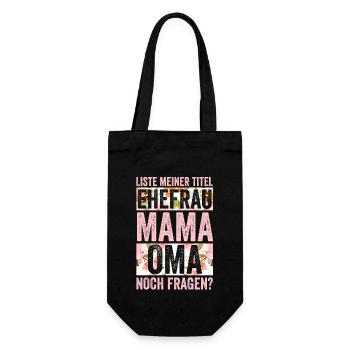 Ehefrau Mutter Großmutter Mama Oma - Geschenkbeutel für Flaschen - Schwarz - Vorne