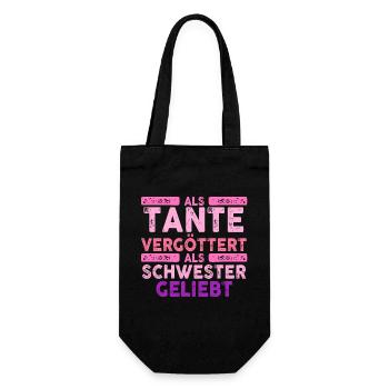Als Tante Vergöttert Als Schwester Geliebt - Geschenkbeutel für Flaschen - Schwarz - Vorne