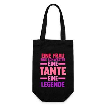 Eine Schwester Eine Tante Eine Legende - Geschenkbeutel für Flaschen - Schwarz - Vorne