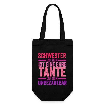 Schwester und Tante - Geschenkbeutel für Flaschen - Schwarz - Vorne