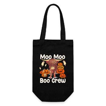 Schottische Hochlandkuh Moo Moo Boo Crew Halloween - Geschenkbeutel für Flaschen - Schwarz - Vorne