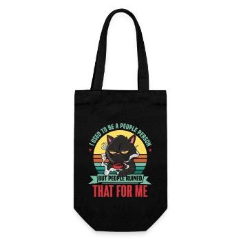 Früher war ich ein geselliger Mensch Lustige Katze Asozial - Geschenkbeutel für Flaschen - Schwarz - Vorne
