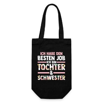 Tochter Schwester - Geschenkbeutel für Flaschen - Schwarz - Vorne