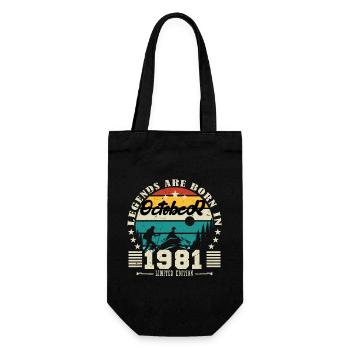 October 1981. October 1981 Birthday Gift. - Gift Bag for Bottles - black - Front
