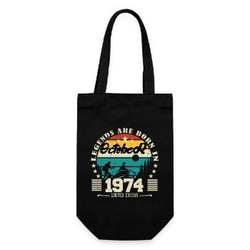 October 1974. October 1974 Birthday Gift. - Gift Bag for Bottles - black - Front