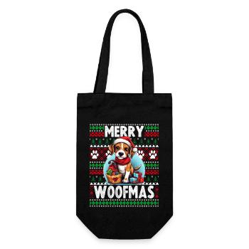 Family Matching Pajama Top - Ugly Christmas Dog Be - Gift Bag for Bottles - black - Front