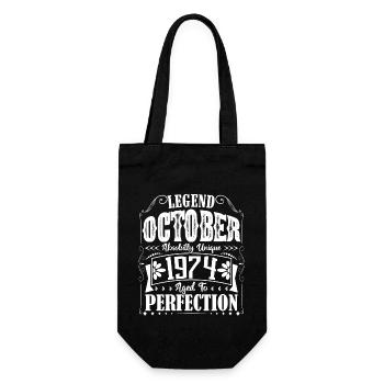 October 1974. October 1974 Birthday Gift. - Gift Bag for Bottles - black - Front