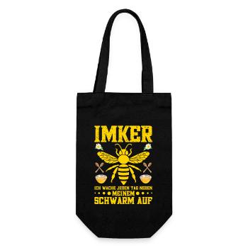 Bienenschwarm Bienenstock Bienenzüchter - Geschenkbeutel für Flaschen - Schwarz - Vorne