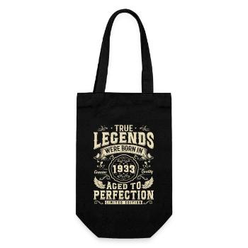 1933 Geburtstagslegende - 90/91 Jahre - Geschenkbeutel für Flaschen - Schwarz - Vorne