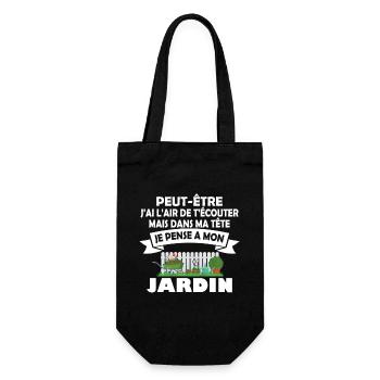 Dans ma tête je pense a mon jardin Humour cadeau - Sac à bouteille - noir - Devant