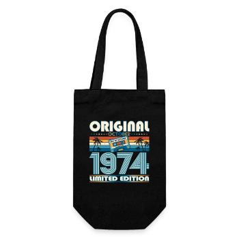49th Birthday Retro Cassette Best of October 1974 - Gift Bag for Bottles - black - Front