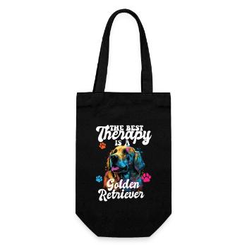 The Best Therapy Is A Golden Retriever Dog Mom - Geschenkbeutel für Flaschen - Schwarz - Vorne