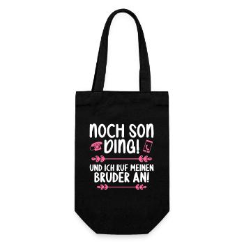 Noch son Ding und ich ruf meinen Bruder an - Geschenkbeutel für Flaschen - Schwarz - Vorne