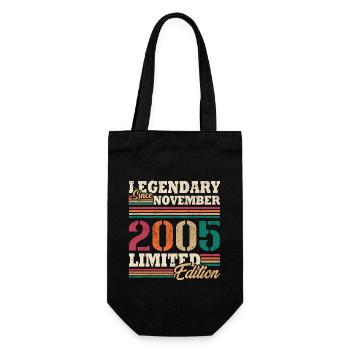 Vintage 2005 Novembre Vintage Anniversaire Rétro - Sac à bouteille - noir - Devant