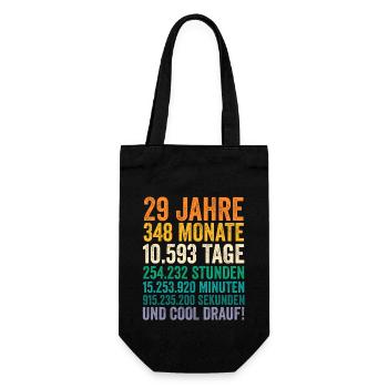 29 Jahre Neunundzwanzigster Geburtstag - Geschenkbeutel für Flaschen - Schwarz - Vorne