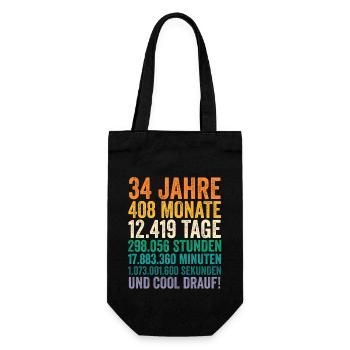 34 Jahre Vierunddreißigster Geburtstag - Geschenkbeutel für Flaschen - Schwarz - Vorne