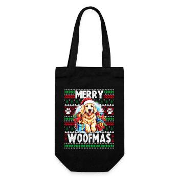 Funny Golden Retriever Dog Christmas Design - Merr - Gift Bag for Bottles - black - Front