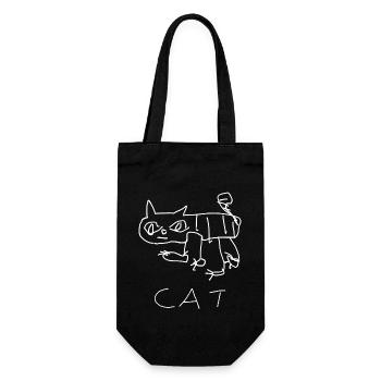 Katze - Geschenkbeutel für Flaschen - Schwarz - Vorne