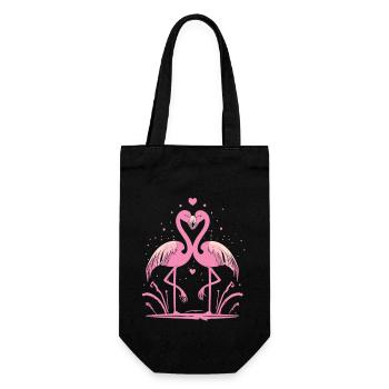 Flamingo Verbundenheit - Für immer miteinander - Geschenkbeutel für Flaschen - Schwarz - Vorne