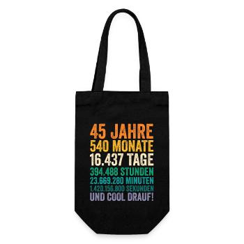 45 Jahre Fünfundvierzigster Geburtstag - Geschenkbeutel für Flaschen - Schwarz - Vorne