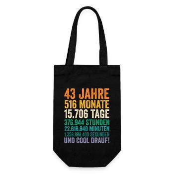 43 Jahre Fünfundvierzigster Geburtstag - Geschenkbeutel für Flaschen - Schwarz - Vorne