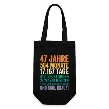 47 Jahre Siebenundvierzigster Geburtstag - Geschenkbeutel für Flaschen - Schwarz - Vorne