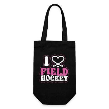 Field Hockey Heart I Love Field - Gift Bag for Bottles - black - Front
