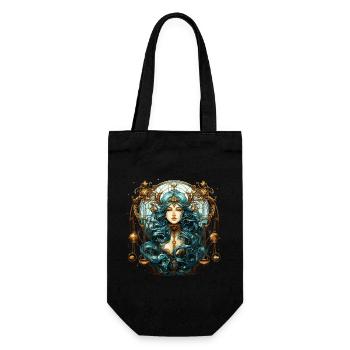 Cool Zodiac Sign Libra Design for Women and Men - Gift Bag for Bottles - black - Front