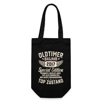 Nostalgischer Oldtimer als Geschenk 2017 - Geschenkbeutel für Flaschen - Schwarz - Vorne