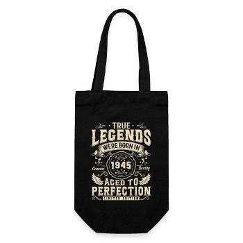 Legendary: 78-79 years old born in 1945 - Gift Bag for Bottles - black - Front