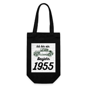 Oldtimer 1955 - Geschenkbeutel für Flaschen - Schwarz - Vorne