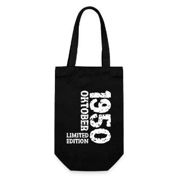 1950 Oktober Limited Edition 73. Geburtstag Deko - Geschenkbeutel für Flaschen - Schwarz - Vorne