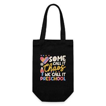 Manche nennen es Chaos, wir nennen es Vorschule - Geschenkbeutel für Flaschen - Schwarz - Vorne