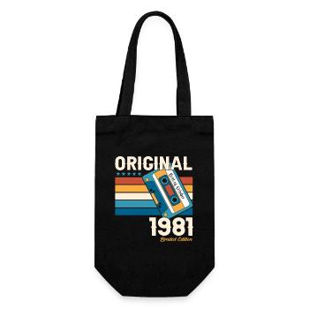 42e anniversaire mari octobre millésime 1981 cassette - Sac à bouteille - noir - Devant