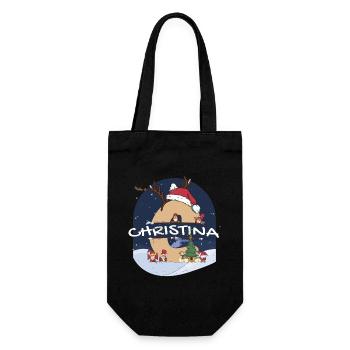 Génial Christina Name w Santa Hat dans le thème de Noël - Sac à bouteille - noir - Devant