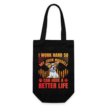 I work hard so my Jack Russell can have a better - Geschenkbeutel für Flaschen - Schwarz - Vorne