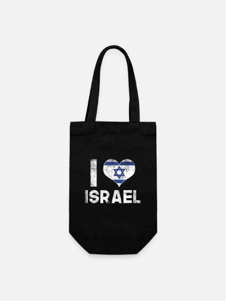 Ich Liebe Israel - Geschenkbeutel für Flaschen - Schwarz