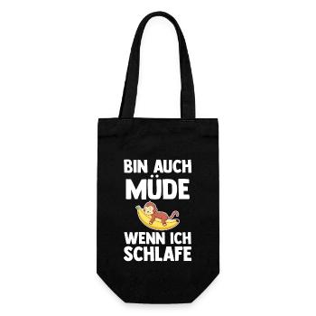 Affe Ich Bin Auch Müde Wenn Ich Schlafe - Geschenkbeutel für Flaschen - Schwarz - Vorne