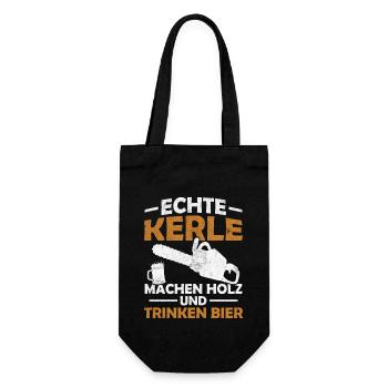 Echte kerle machen holz und trinken bier - Geschenkbeutel für Flaschen - Schwarz - Vorne