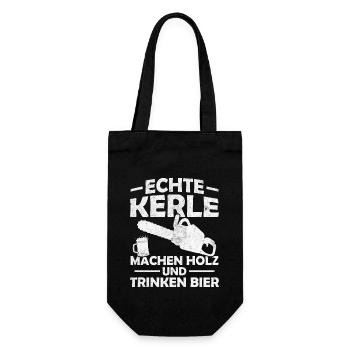 Echte kerle machen holz und trinken bier - Geschenkbeutel für Flaschen - Schwarz - Vorne
