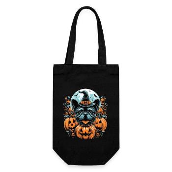 Halloween french bulldog with witch hat - Gift Bag for Bottles - black - Front