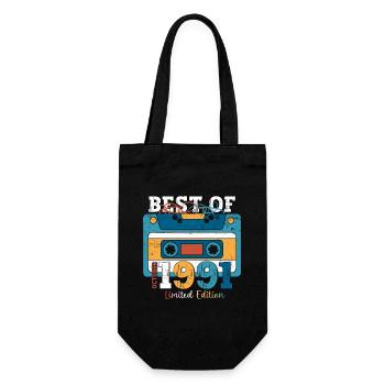 32e anniversaire mari octobre millésime 1991 cassette - Sac à bouteille - noir - Devant