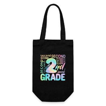 Tie Dye 2nd Grade Second Typography Team Student - Gift Bag for Bottles - black - Front
