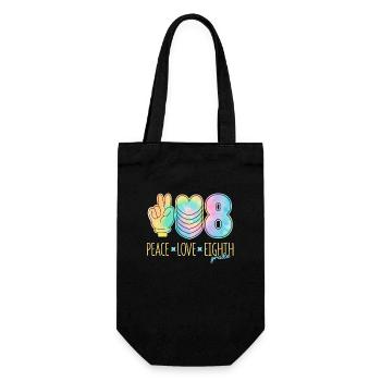 Peace Love Eighth Grade 8. Funny Tie Dye Student - Geschenkbeutel für Flaschen - Schwarz - Vorne