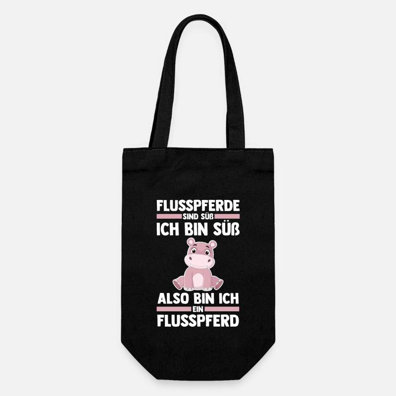 Nilpferd Flusspferd - Geschenkbeutel für Flaschen - Schwarz