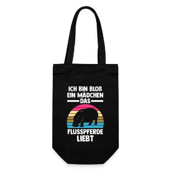 Nilpferd Flusspferd - Geschenkbeutel für Flaschen - Schwarz - Vorne