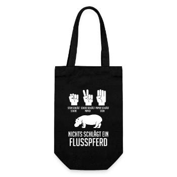 Nilpferd Flusspferd - Geschenkbeutel für Flaschen - Schwarz - Vorne